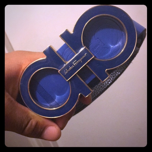 all blue ferragamo belt